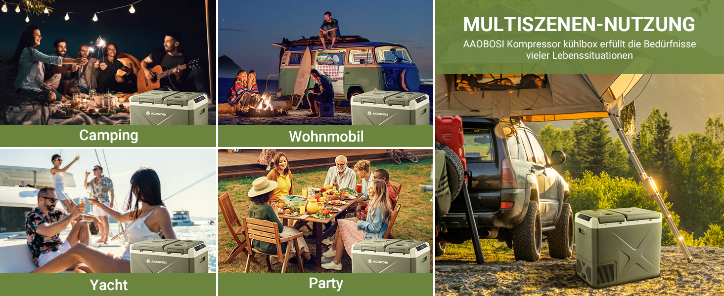 Автомобільний компресорний холодильник AAOBOSI 40L: Електрична сумка-холодильник 12/24V та 100-240V, двозонна, -20°C до 20°C – для авто, вантажівок, човнів, кемперів та кемпінгу