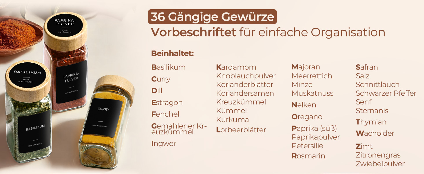 Набір баночок для спецій ComSaf 24 шт. по 120 мл з мітками, бамбуковими кришками та нержавіючим сталевим воронкою