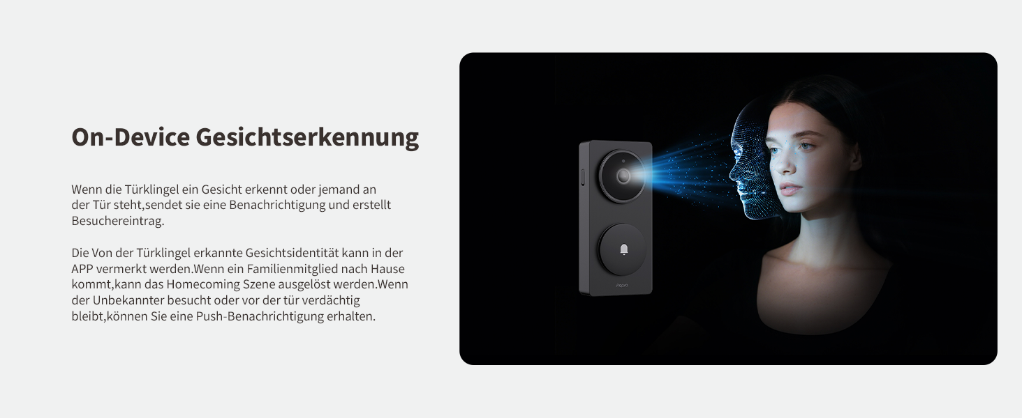 Aqara Smart Doorbell Camera G410 з дзвінком, 2K, відеоспостереження, 2-сторонній аудіо, Matter Hub, Wi-Fi, сірий