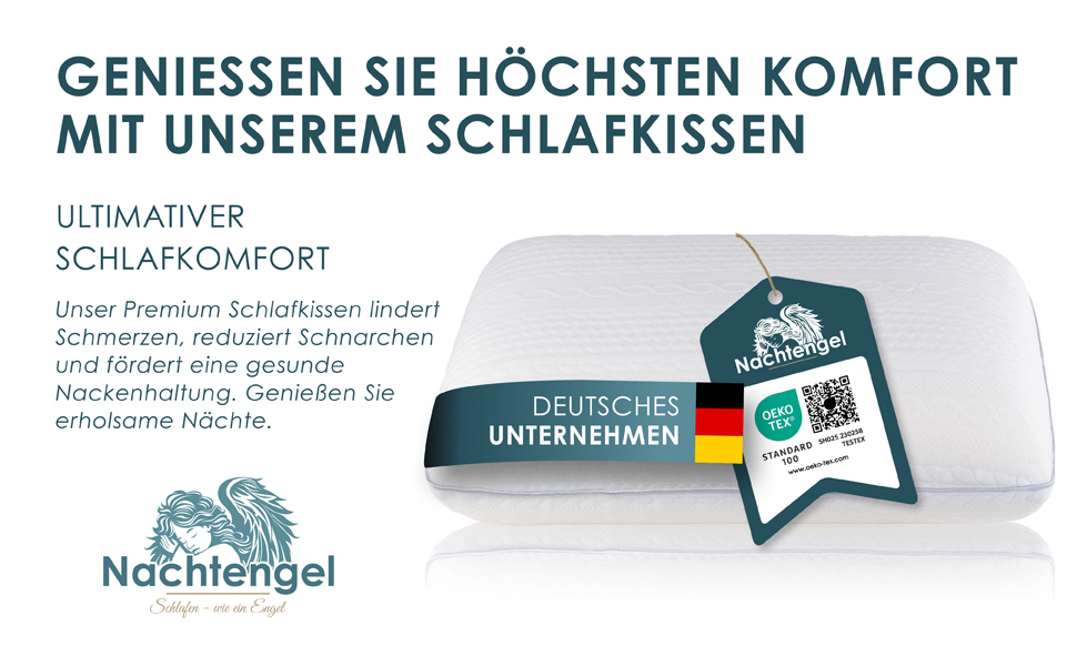 Ортопедична подушка з піною з пам'яті Memory Foam для здорового сну, проти болю в шиї, для всіх типів сну (на спині, животі та боці), біла, 14 см висотою, 1 шт.