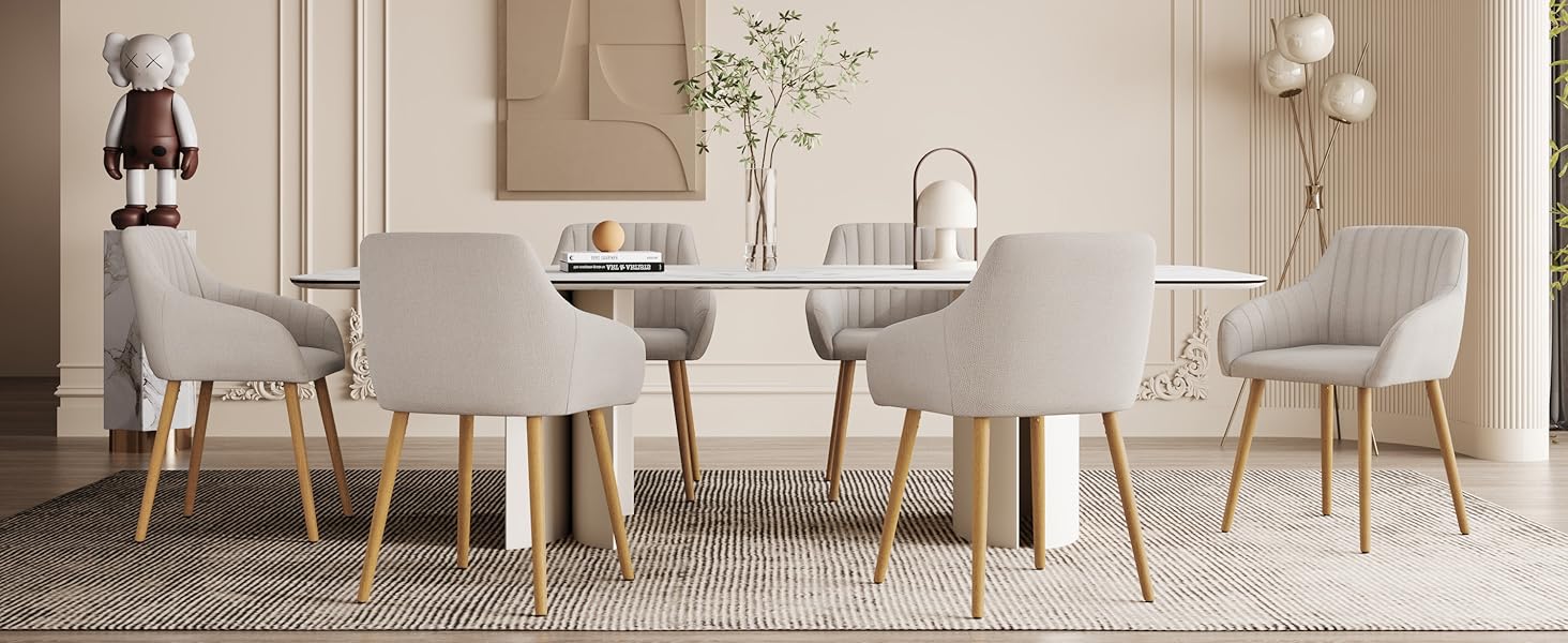 Комплект з 4-х обідніх стільців з підлокітниками, бежевий, з дерев'яними ніжками, з м'яким сидінням, для кухні та вітальні