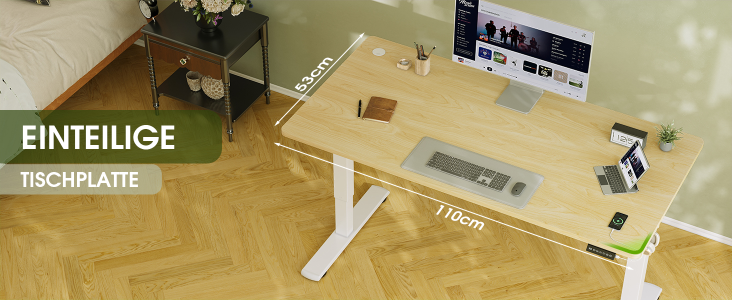 Електричний стіл Flamaker з регулюванням висоти, 160 x 60 см, з пам'яттю, для геймінгу, USB-зарядка (Бежевий)