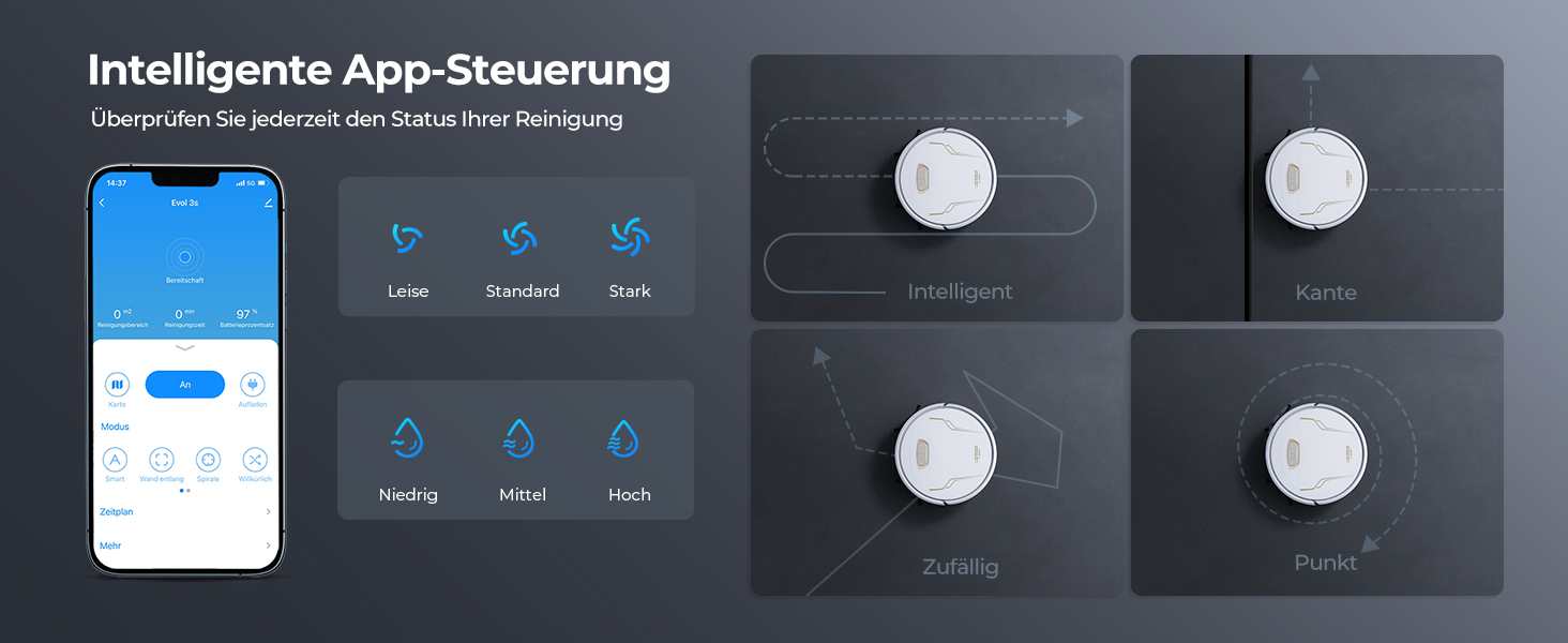 Робот-пилосос Laresar Clean з функцією миття, 4000Pa, 150 хв роботи, керування через додаток, для твердих підлог, килимів та шерсті тварин (білий)
