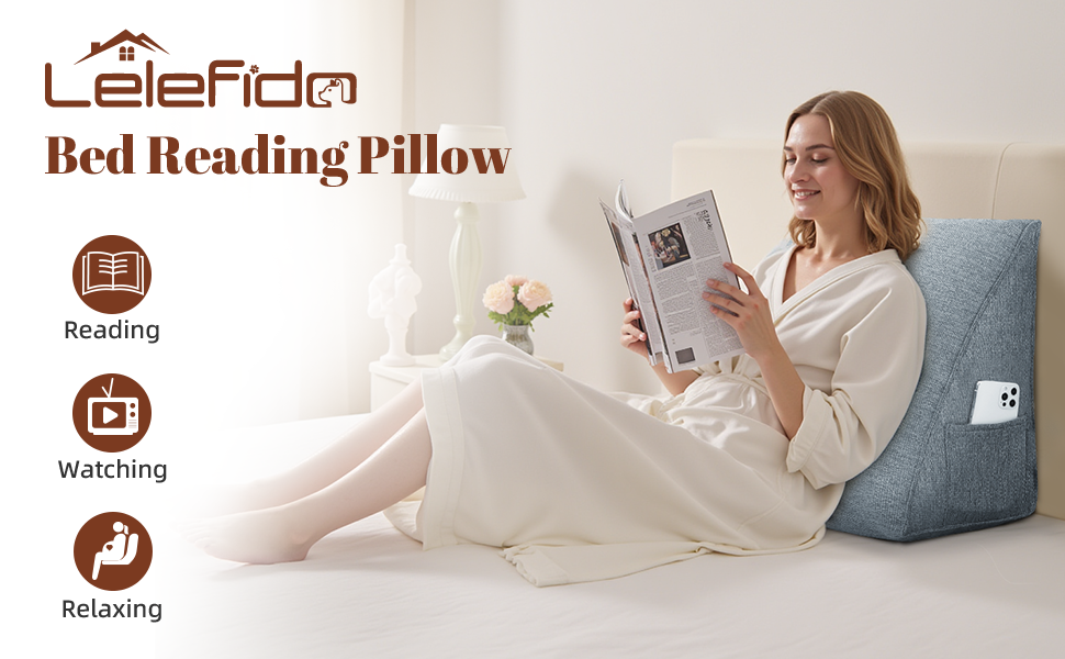 Підвалин для читання Bettkeil, регульоване подушечка для читання, трикутна подушка, подушка-клинок, диванна подушка для попереку, шиї, подушка для спини з знімним льняним чохлом (жовтий (чорний), 45см)