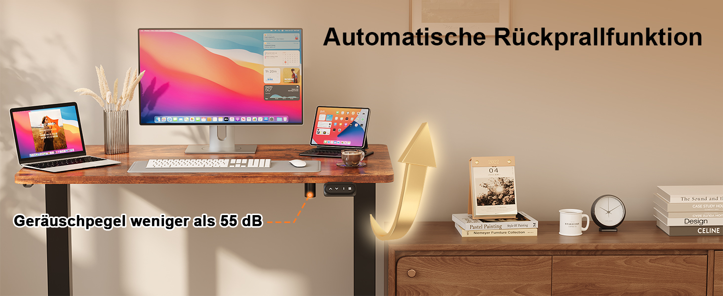 Електричний регульований стіл JUMMICO Standing Desk, висота регулюється, з функцією пам'яті, білий (180 x 80 см, коричневий)