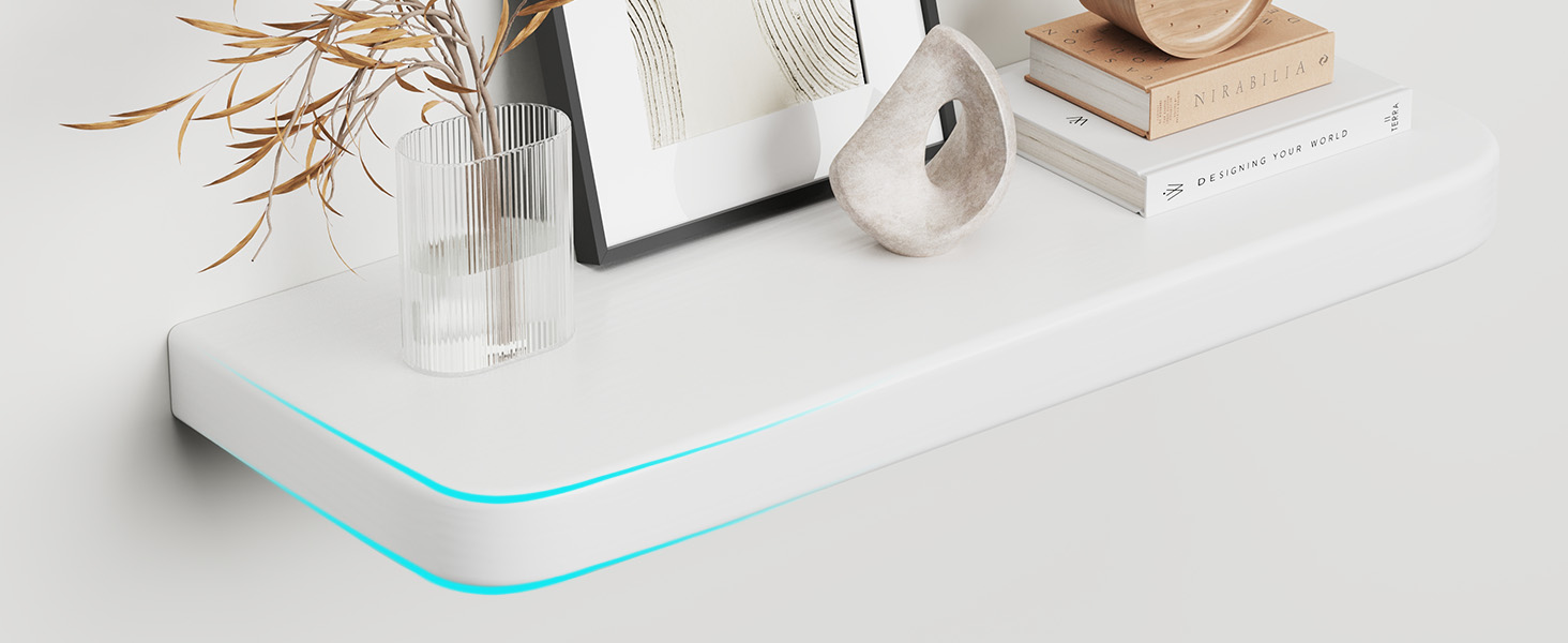 Набір полиць Wandregal 2 шт. з дерева – настінні полиці з прихованим кріпленням, білі, для вітальні, спальні, кухні, для книг та декору