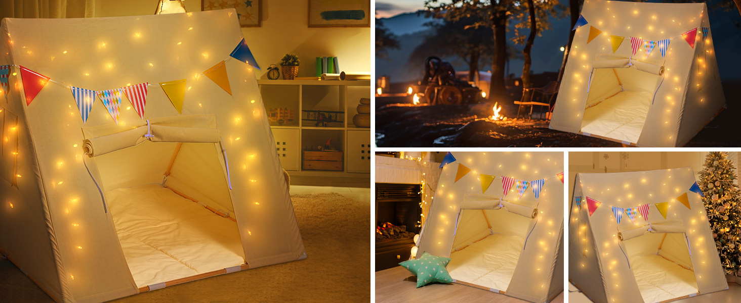 Дитячий намет Yontwe трикутної форми з килимком для гри в приміщенні. Ігровий будиночок для дітей, намет-халапа для дівчаток та хлопчиків, декор для дитячої кімнати.