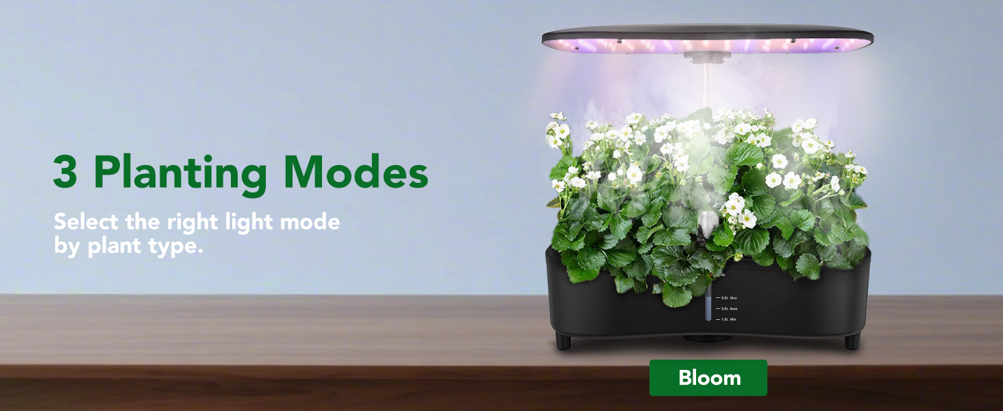 Система гідропоніки Sonidko для вирощування розсади з LED-лампою 48W, авто-таймером та регулюванням висоти, 5L резервуар