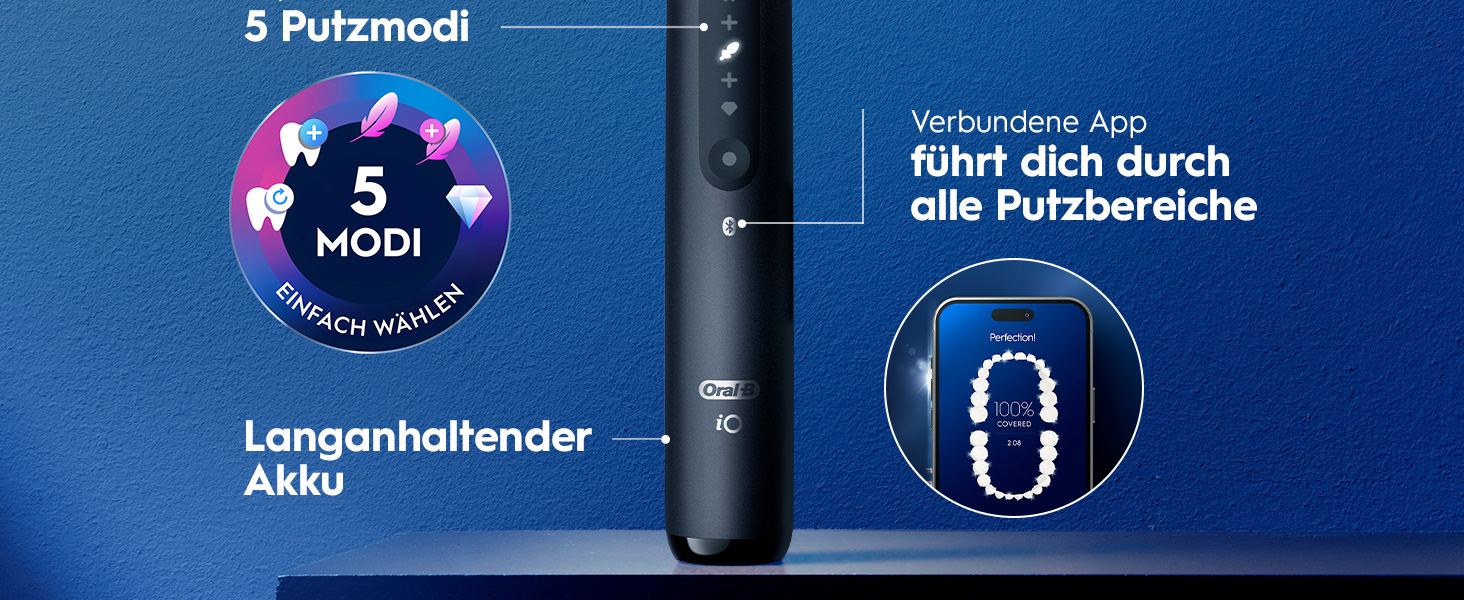 Електрична зубна щітка Oral-B iO Series 5, Matt Black (чорна матова), 1 щітка + 3 смінні насадки та футляр