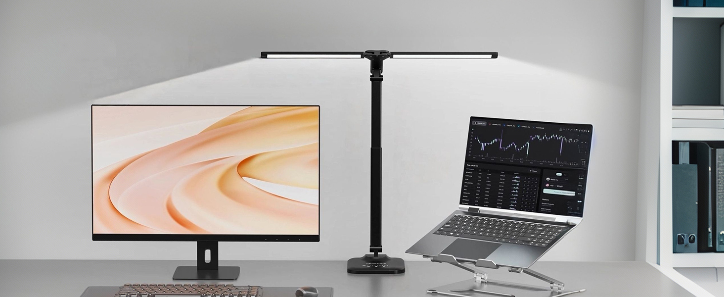 LED настільна лампа CHARYJOD з регулюванням яскравості та кольорової температури, USB-порт для зарядки, чорний колір
