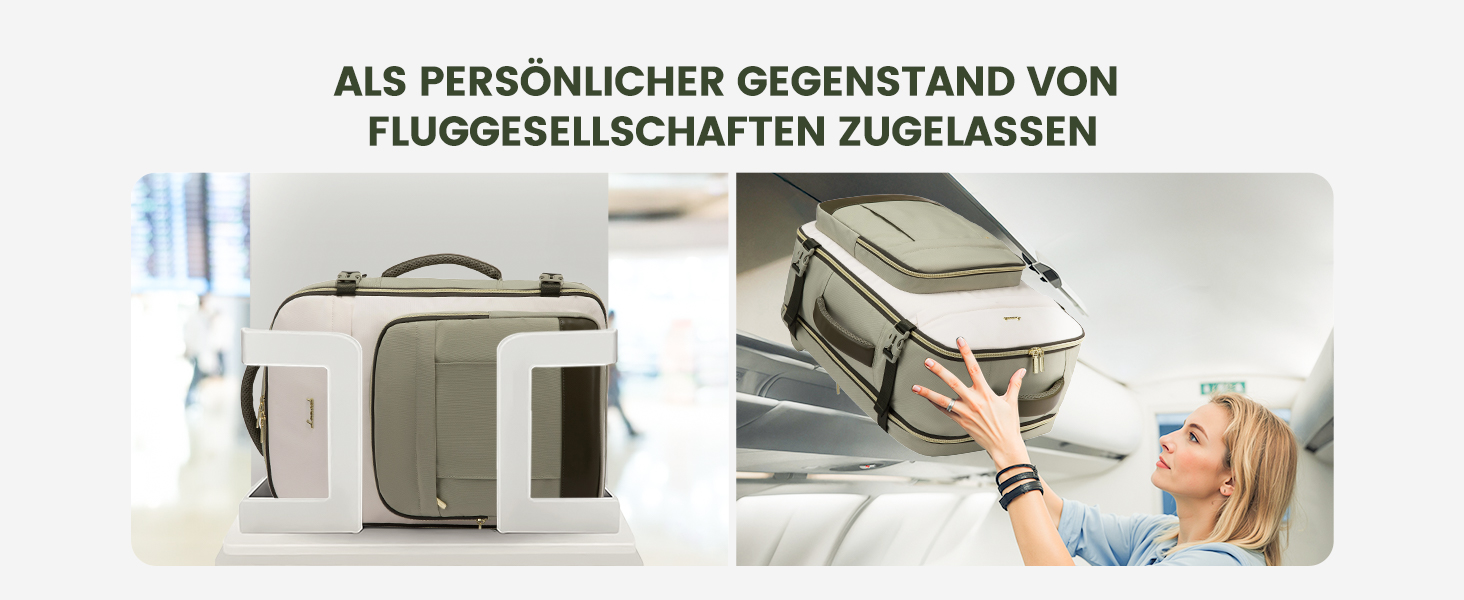 LOVEVOOK Рюкзак ручної поклажі, 40L, для подорожей, дамський, водонепроникний, для ноутбука 17 дюймів, кофр-рюкзак, для роботи, ділових поїздок, Weekender, оливково-зелений, світло-бежевий, оливково-зелений