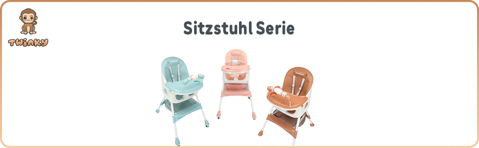 Дитячий стільчик для годування Twinky Hochstuhl Baby ECO з регульованою спинкою, функцією розкладання та столиком - підходить для новонароджених та дітей (Рожевий)