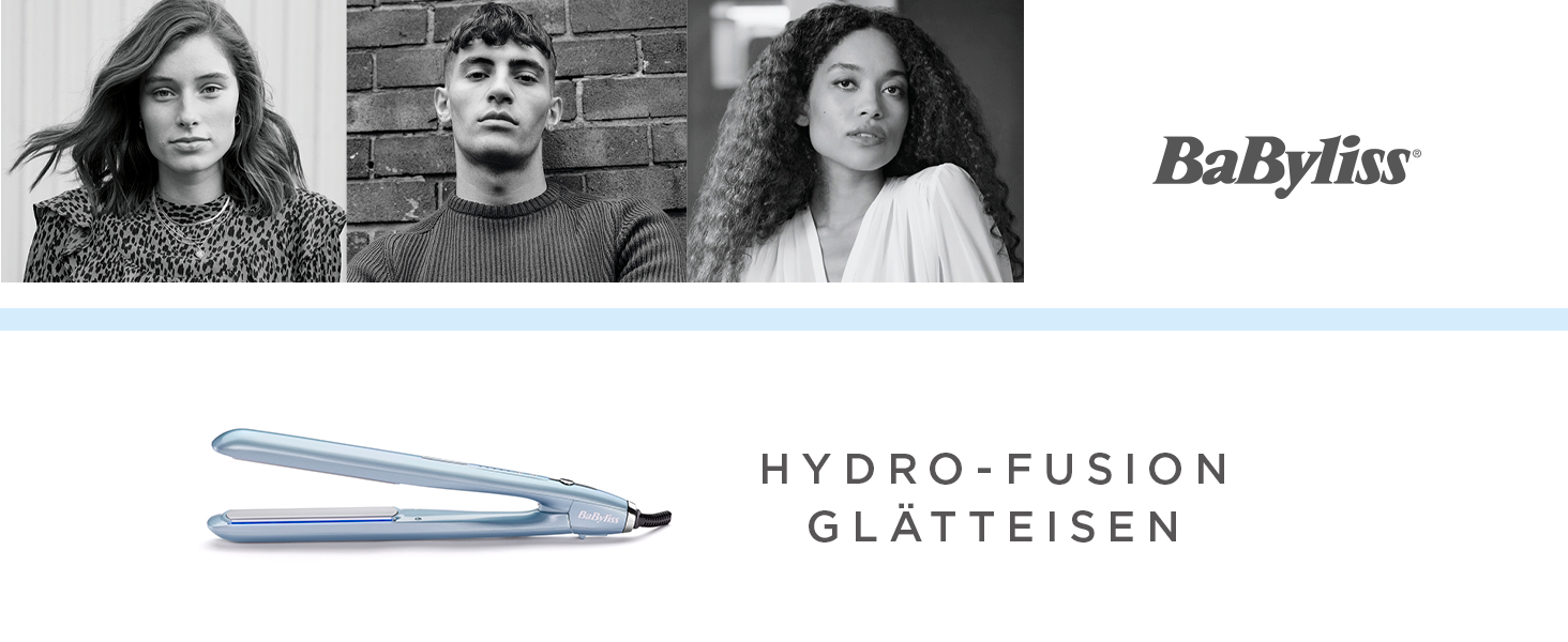 Випрямляч BaByliss Hydro Fusion з технологією Dual Ion з ефектом проти завивання, випрямляч для волосся з 5 рівнями температури для кожного типу волосся, автоматичне відключення та швидке нагрівання, ST573E, синій випрямляч одинарний