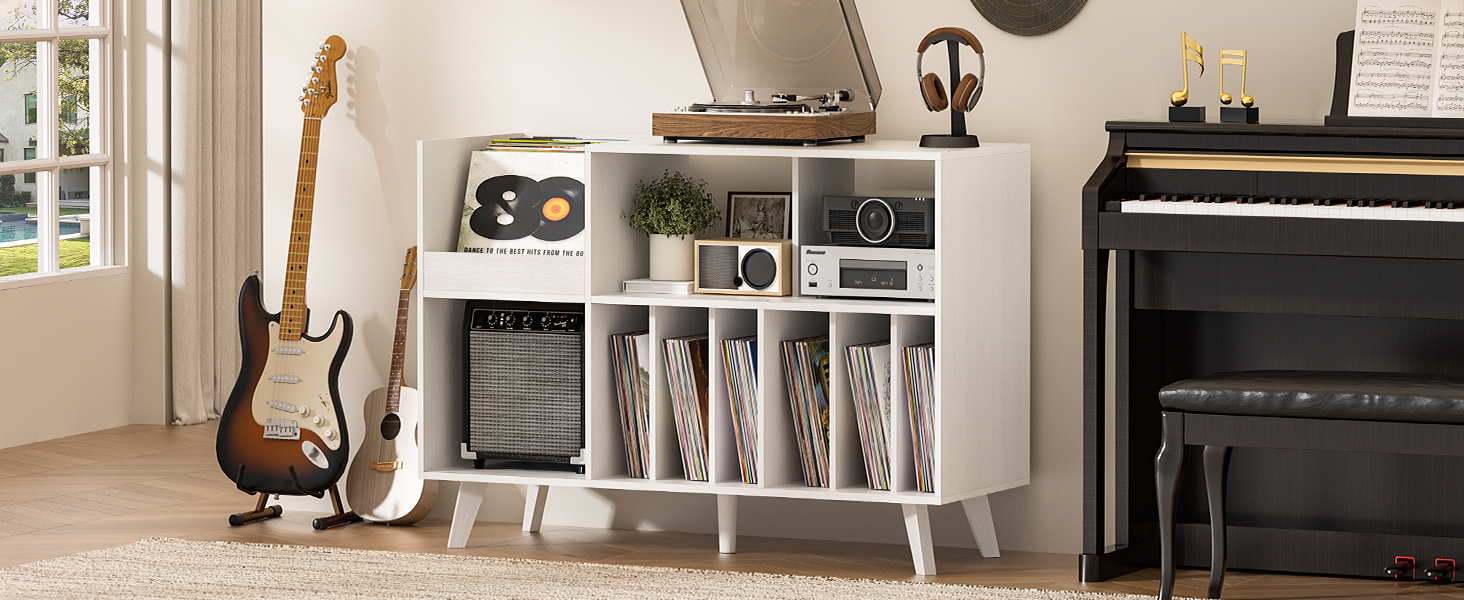 Стійка для платівок з полицями, чорна: місткість до 450 альбомів