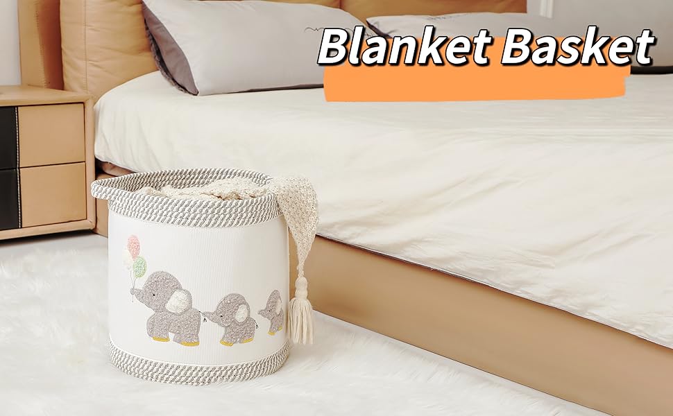 Набір кошиків для зберігання 3 шт. з плетіння, дитячі кошики для іграшок, білизни, складний органайзер для дитячої кімнати, для іграшок, одягу, м'яких іграшок, місткі та надійні кошики (Сірий слон)