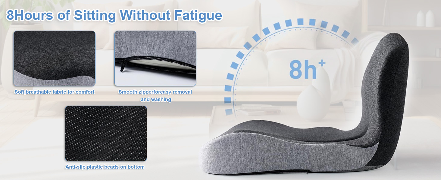 Подушка ортопедична Yolispa з підтримкою спини для авто та офісного крісла, Memory Foam, сіра (темно-сірий + світло-сірий)
