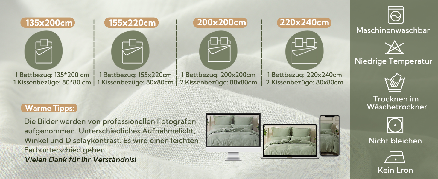 SOULFUL Комплект постільної білизни з мусліну 200x200, бавовна, 3 шт. (1x простирадло 200x200, 2x наволочки 80x80), Органічна білизна, колір лакричник, з блискавкою