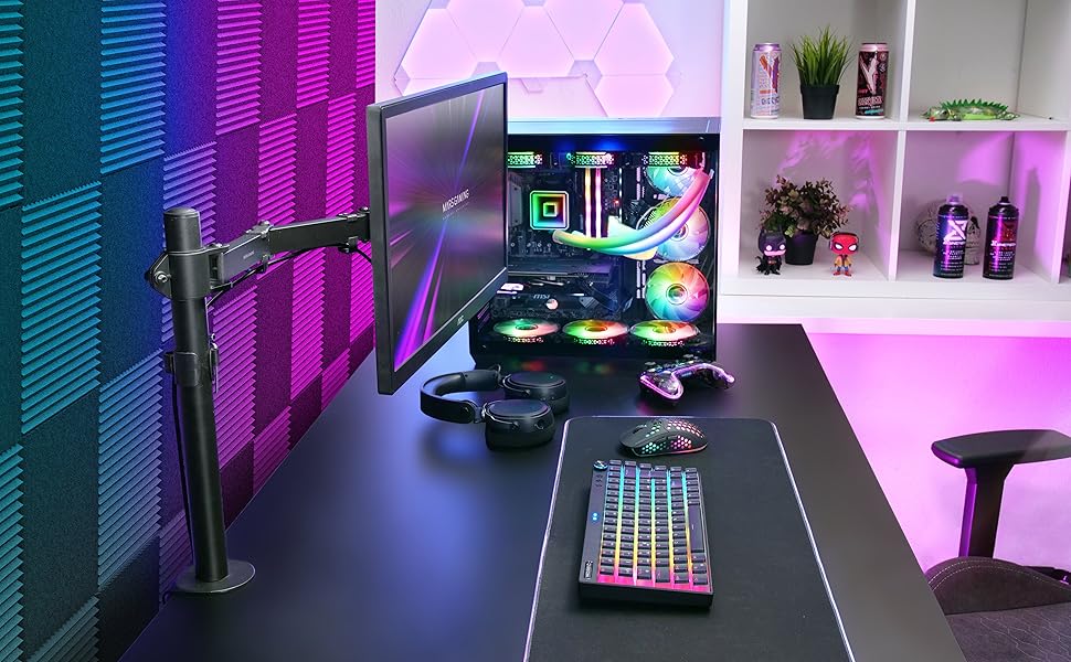 Кріплення для монітора Mars Gaming MARM1W, сумісний з VESA75/100, регульована висота, для моніторів до 32