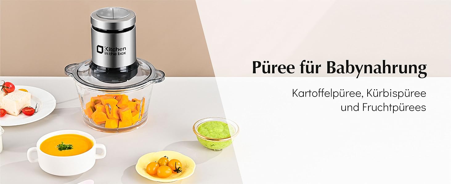 Електричний кухонний подрібнювач Zerkleinerer Küche 400W з 2 чашами (2L+2L) та подвійними лезами з нержавіючої сталі. Подрібнювач для м'яса, овочів, цибулі, фруктів. Срібний колір.