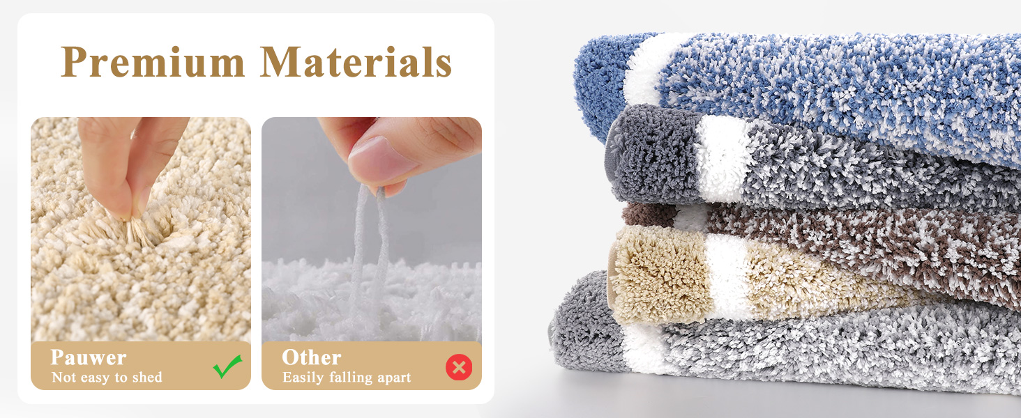 Набір килимків для ванної кімнати Pauwer: м'який килимок з високим ворсом, килимок для душу, килимок для туалету, машинне прання, антиковзаючі, (бежевий, 45 x 65 + 45 x 120 + 50 x 60 см)