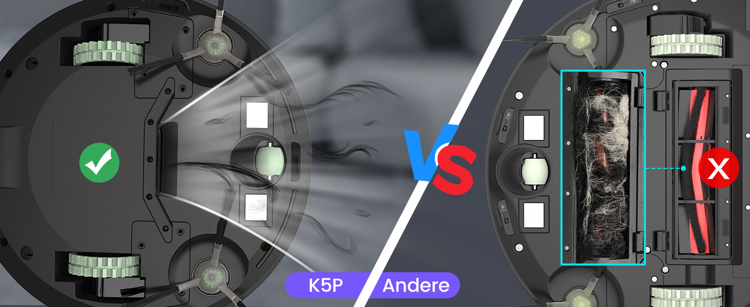 Робот-пилосос OKP K5P Purple: 5000Pa, навігація, HEPA-фільтр, Wi-Fi, для тварин, килимів, твердих підлог