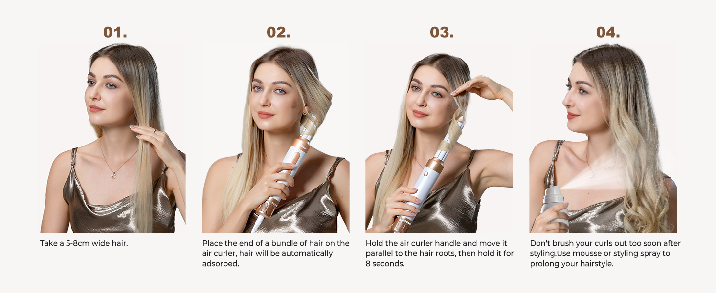 Мультистайлер для волосся 7 в 1 UKLISS Hairstyler Pro: фен, автоматична плойка, круглий брашинг та випрямляч для волосся, білий