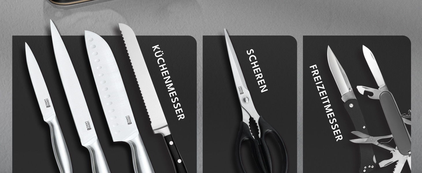 Точилка для ножів LEBENLANG Profi: 15-45 градусів, рухома V-подібна леза для грубого та тонкого заточування ножів та ножиць | Професійна точилка для ножів