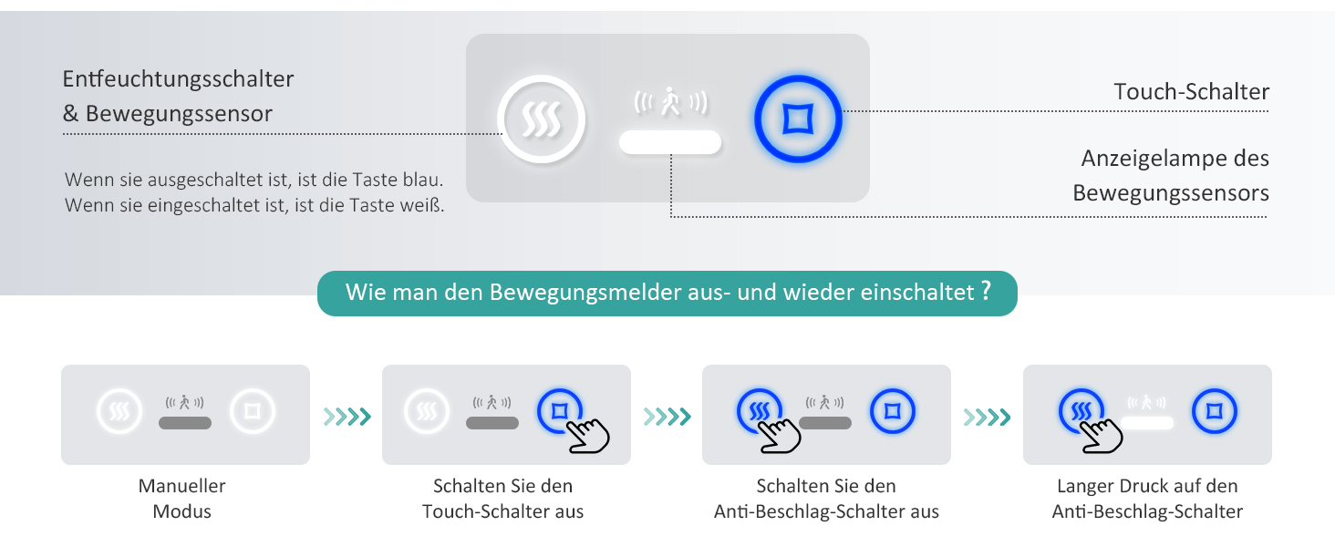Дзеркало для ванної кімнати EMKE з підсвічуванням 80x60 см, LED, з датчиком руху, сенсорне, проти запотівання, 3 кольори світла, регулювання яскравості, таймер 1 год, IP44, енергозберігаюче