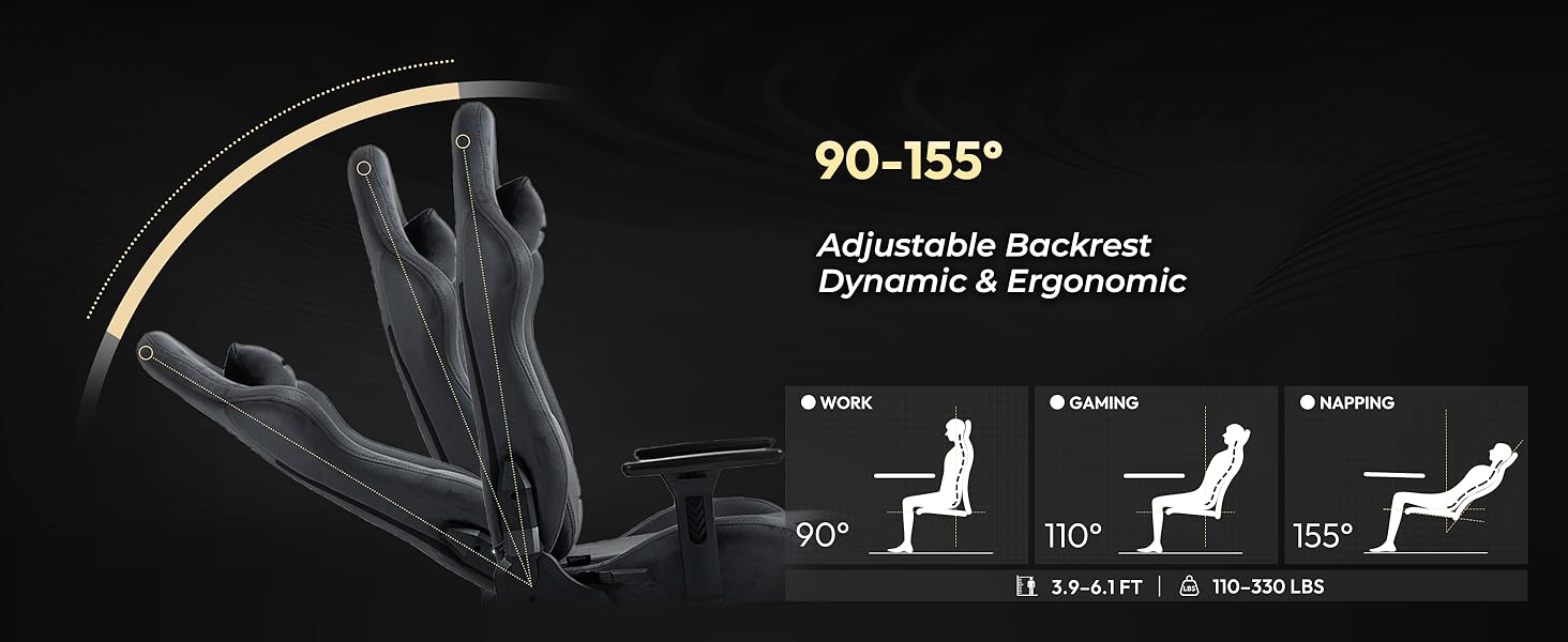 Ігрове крісло Dowinx Ergonomic Gaming Chair з підставкою для ніг та 3D підлокітниками, сіре, витримує до 200 кг, офісне крісло для геймерів