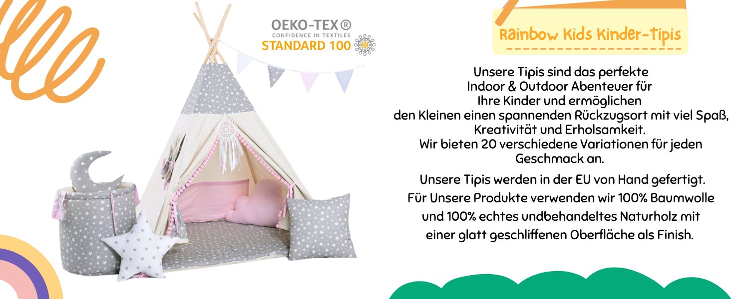 Дитяче намет-типі з ковдрою, подушкою, віконцем та кошиком для іграшок. Намет-індейський для дітей з бавовни, для гри в приміщенні та на вулиці (з елементами вовка, зірки, сірого кольору)