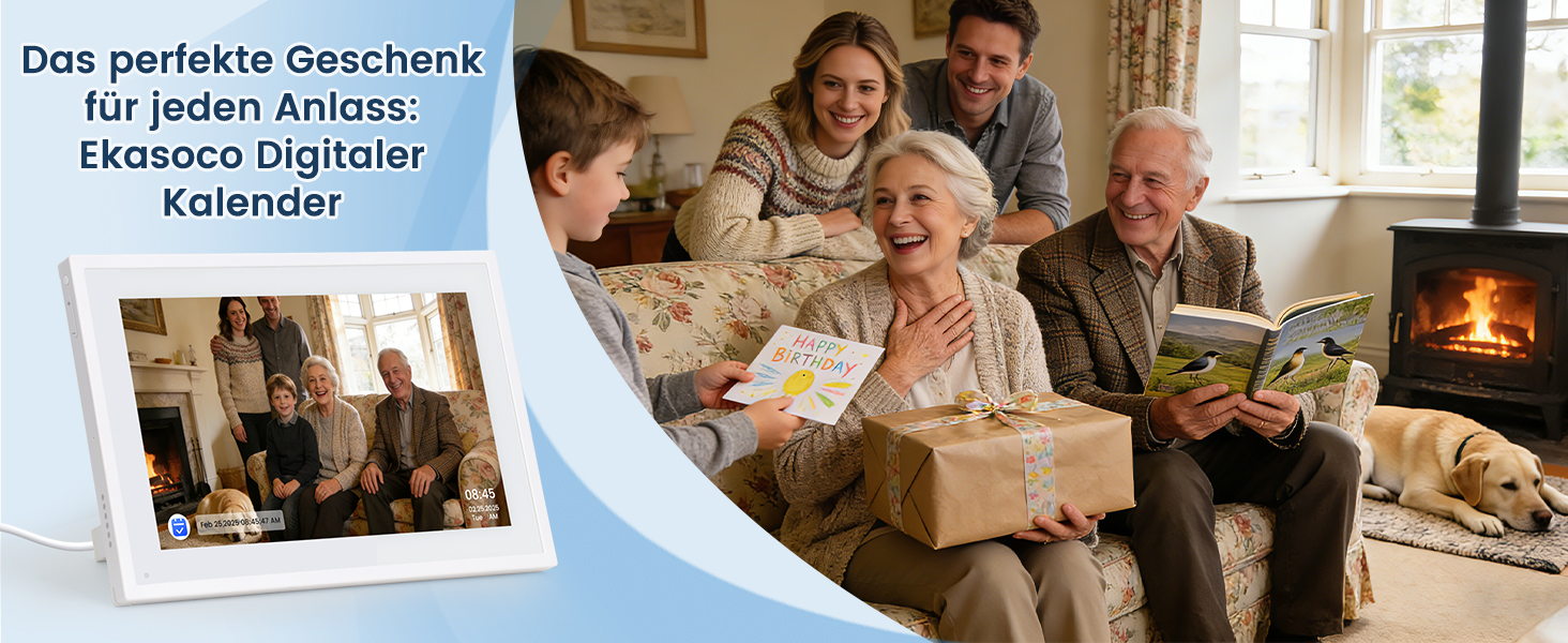 Цифрова фоторамка Frameo 10.1 дюймів WLAN, Full HD IPS сенсорний екран 1280x800, 32ГБ пам'ять, автоматичний поворот, можливість монтажу на стіну, керування через додаток Frameo (Білий)