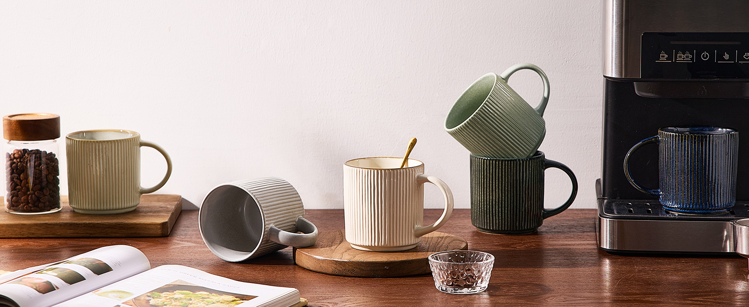 Набір тарілок Star 12 предметів для 4 осіб, керамічний посуд, стійкий до подряпин, для мікрохвильовки та посудомийної машини (Небесно-блакитний, чашки 355 мл, 6 шт.)