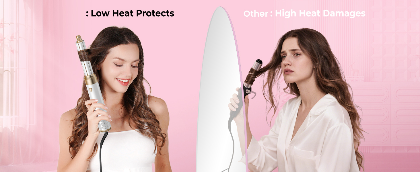 MogaWave Air Styler Pro 6 в 1: Фен-щітка, стайлер для волосся 1000W, професійний, для всіх типів волосся (біло-сірий)