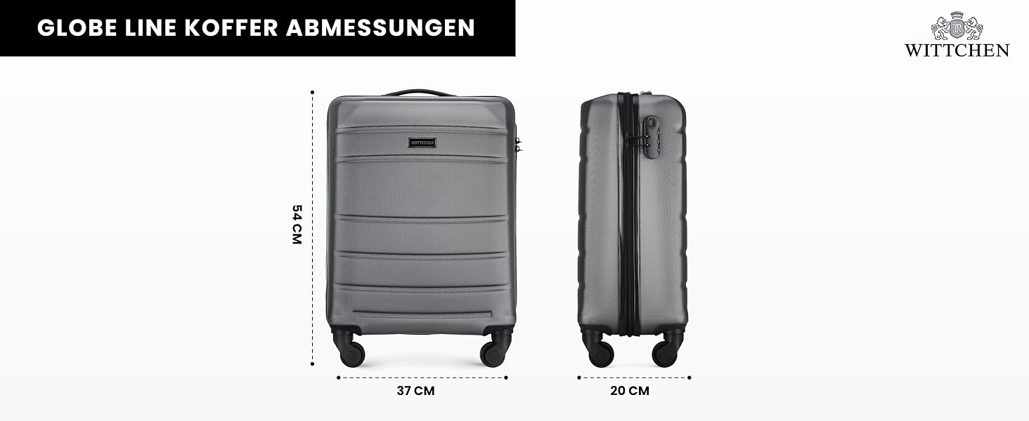 Валіза ручної поклажі WITTCHEN Globe Line сірого кольору з ABS-пластику та кодовим замком | 25 x 33 x 16,5 см | Підходить для Lufthansa, Eurowings, Ryanair, Condor, Discover Airlines