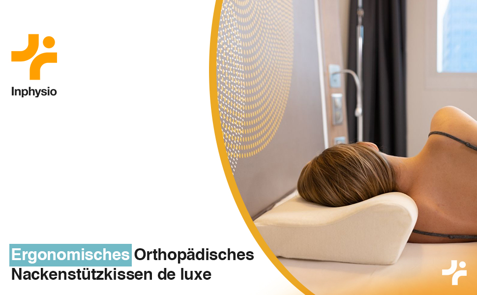 Ергономічна подушка для шиї та попереку Inphysio Luxury з гіпоалергенної пінки з ефектом пам'яті (Memory Foam), бежева, 60 x 35 x 12/7 см, 2 чохли у комплекті