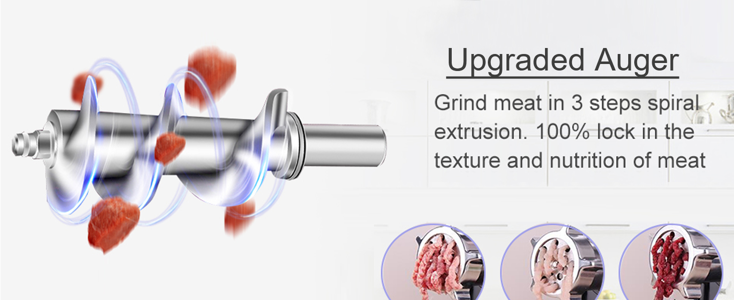 Електрична м'ясорубка COOCHEER 2000W з нержавіючої сталі 3-в-1, з набором для ковбас та кіббе