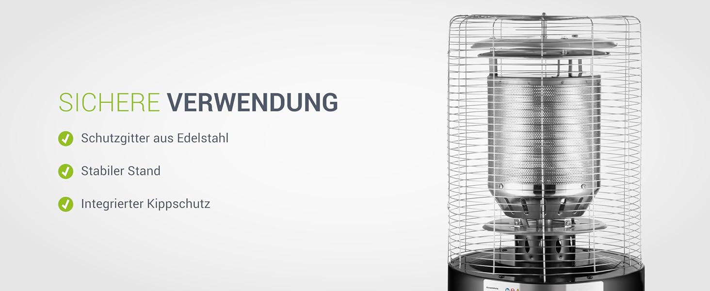 Газовий обігрівач для тераси Juskys® Cuna 11 кВт - обігрівач для тераси, балкону та саду - сумісний з 5 та 11 кг газовими балонами (Газовий балон не входить у комплект)