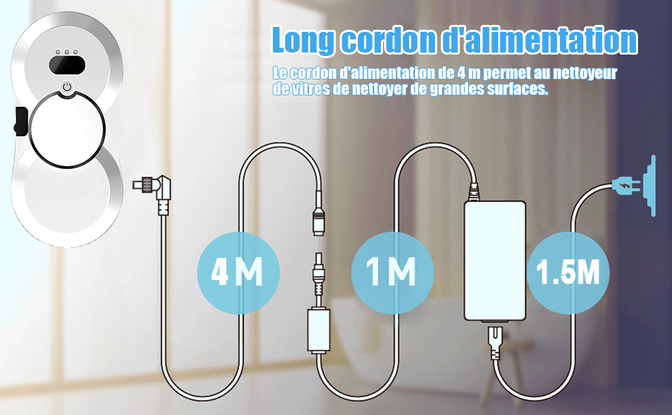 Робот для миття вікон, 5600Pa, 3 режими очищення, інтелектуальна навігація, автоматичний мийник вікон для гладких поверхонь