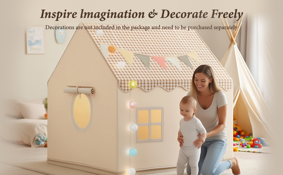 Дитячий намет-будиночок для гри в приміщенні (нейтральні кольори)