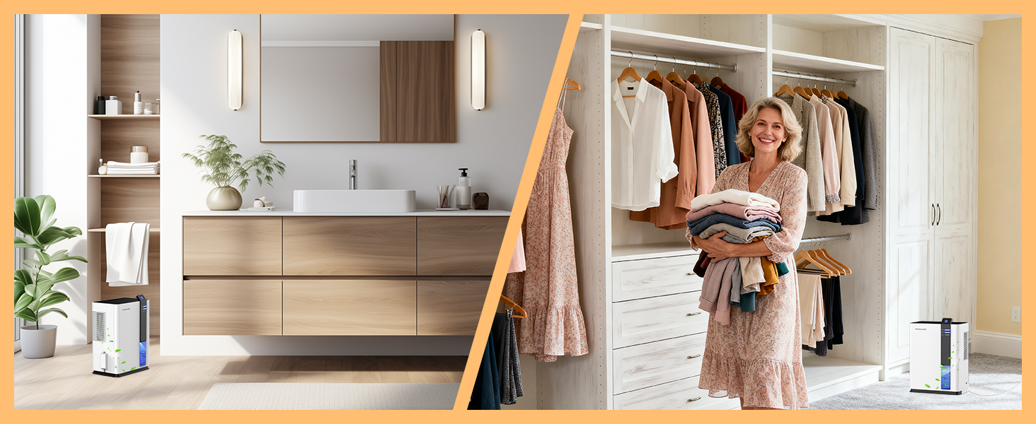 Електричний осушувач повітря ROMMQB 3000 мл: для підвалу, ванної, спальні, квартири, з автовимкненням та нічним підсвічуванням