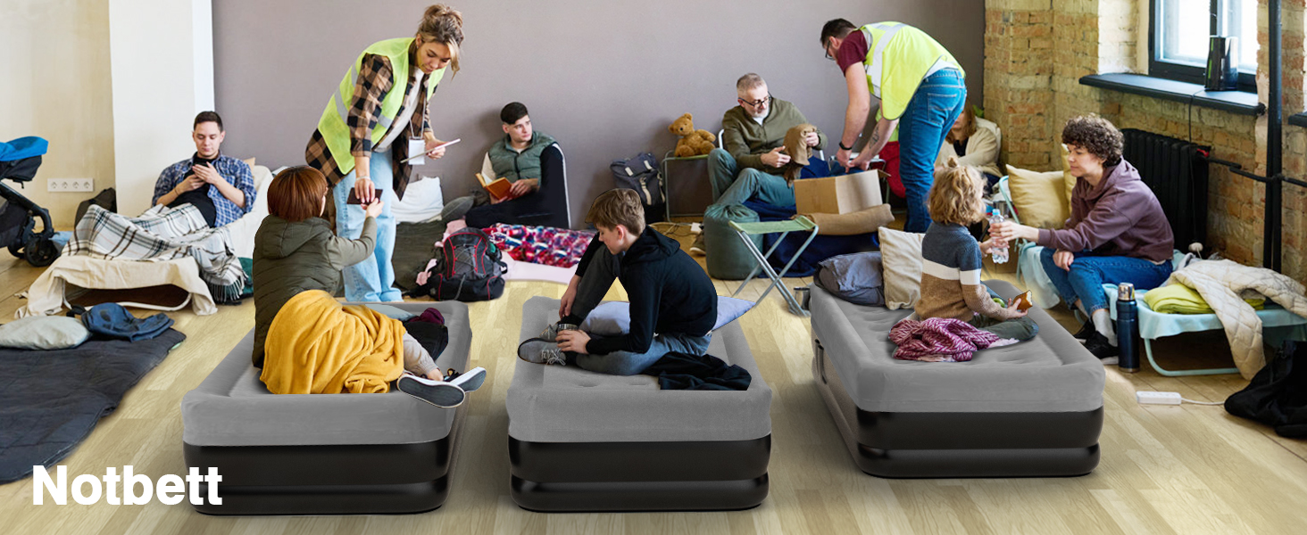 Надувне ліжко Lewondr на 2 особи з вбудованим насосом, 203x152x46 см, сірий колір, 250 кг, для кемпінгу, дому, гостей, подорожей