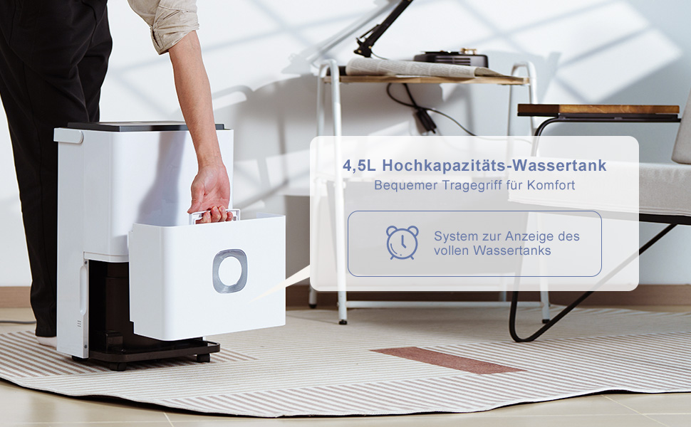 Електричний осушувач повітря з насосом: 80 л/день, компресорний, бак 8 л, повітряний потік 400 м³/год, смарт-гігростат, тихий будівельний осушувач для підвалу/квартири/офісу/ванної кімнати/спальні, чорний & білий (сірий & білий)