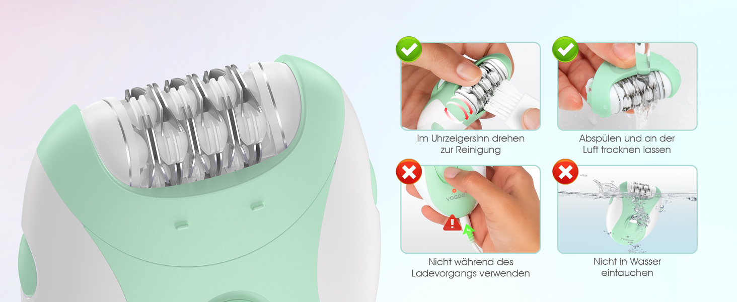 Електричний епілятор для жінок HR110 з 21 пінцетом та LED-підсвіткою, бездротовий пристрій для видалення волосся на ногах та руках, 2 швидкості, світло-зелений