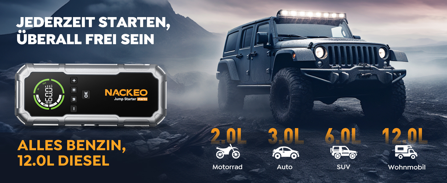 Powerbank Starthilfe 8000A з компресором 160PSI, 12V для авто, 20000mAh, LED-ліхтар, LCD-дисплей, сріблястий