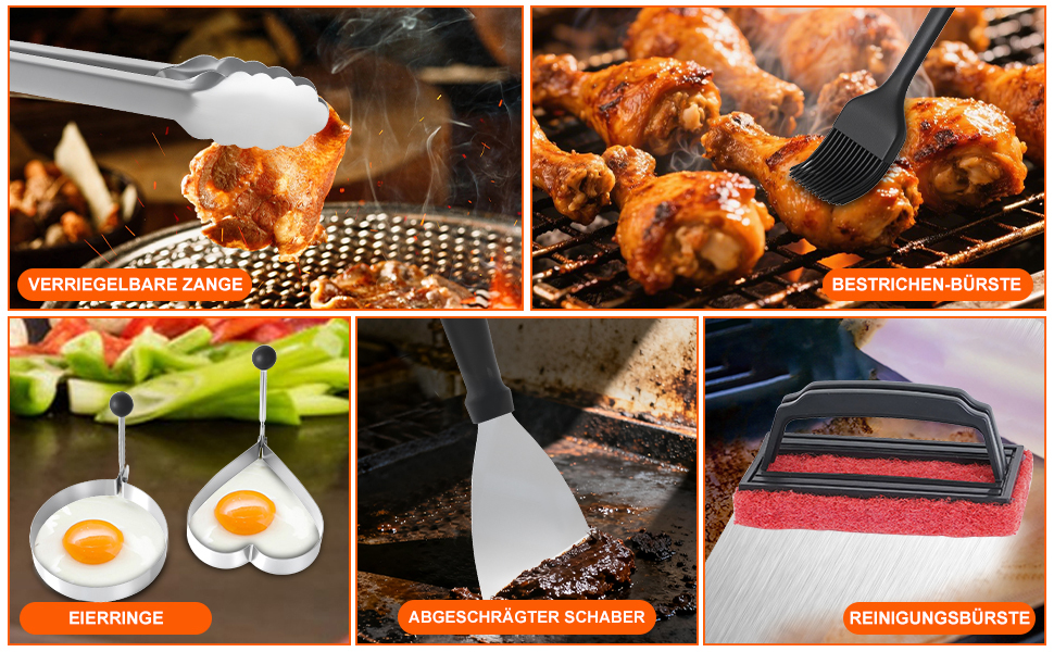 Набір гриль-посуду, 28 предметів: професійний набір з нержавіючої сталі з сумкою, подарунок на День народження, Різдво для чоловіків, для саду та кемпінгу, BBQ