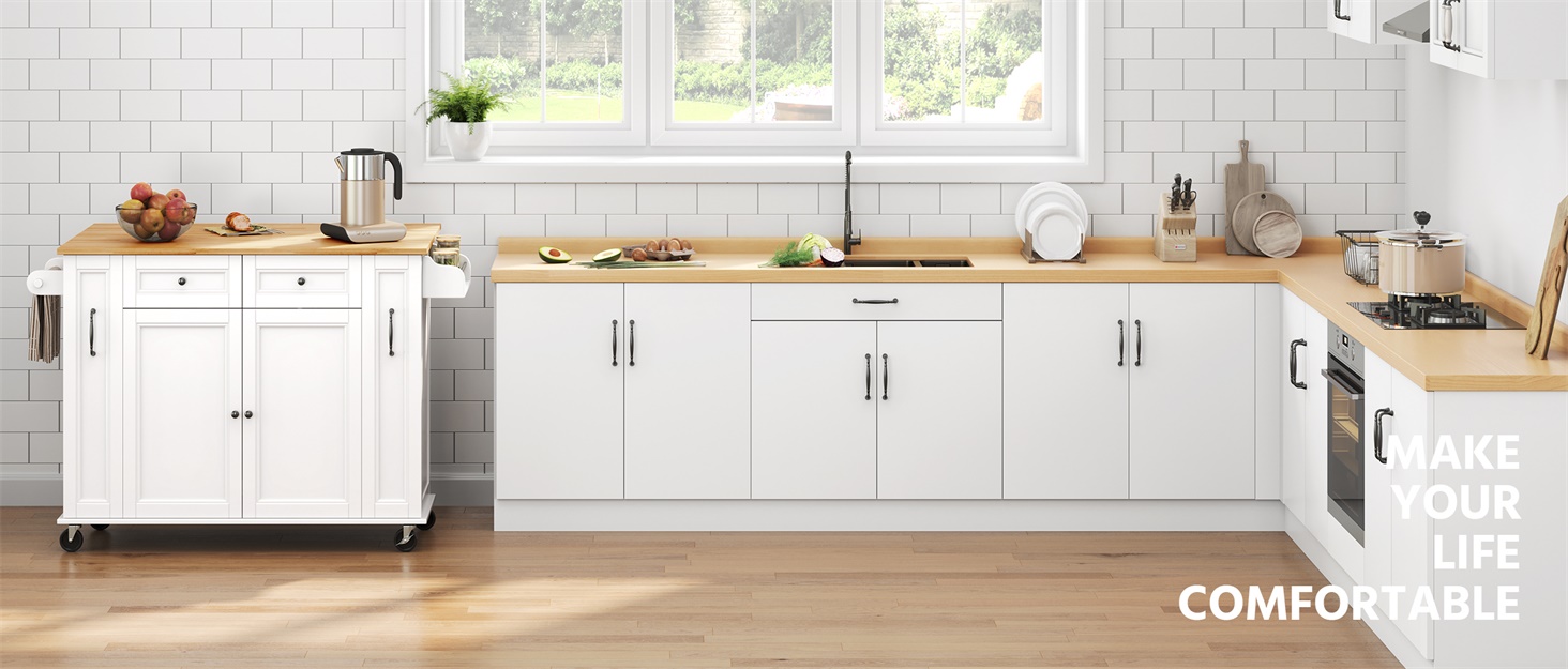 Кухонний візок Yaheetech з висувною шухлядою та 3 шафками, чорний, 66 x 45,5 x 91,5 см