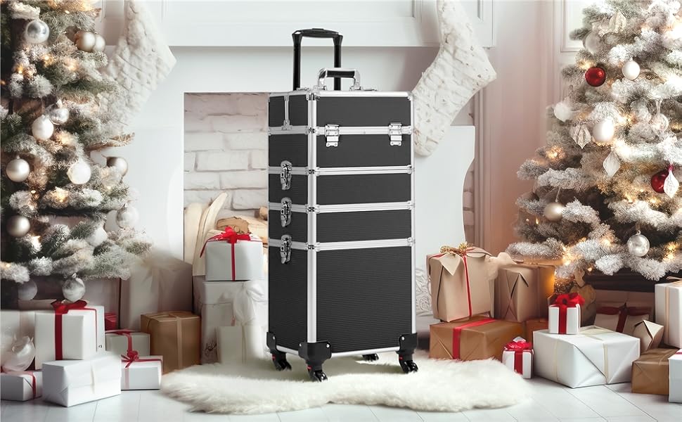 Косметичка-органайзер Yaheetech 4 в 1: велика, для косметики, прикрас, макіяжу, перукарів, ручна клада, чорна