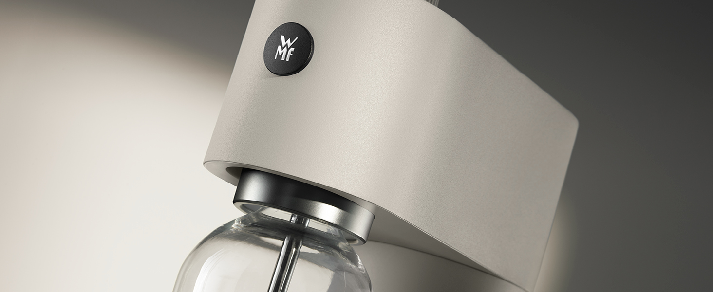 Автоматичний сифон для води WMF Element One з нержавіючої сталі, 3 рівні газування, компактний содамейкер, колір Moon Dust
