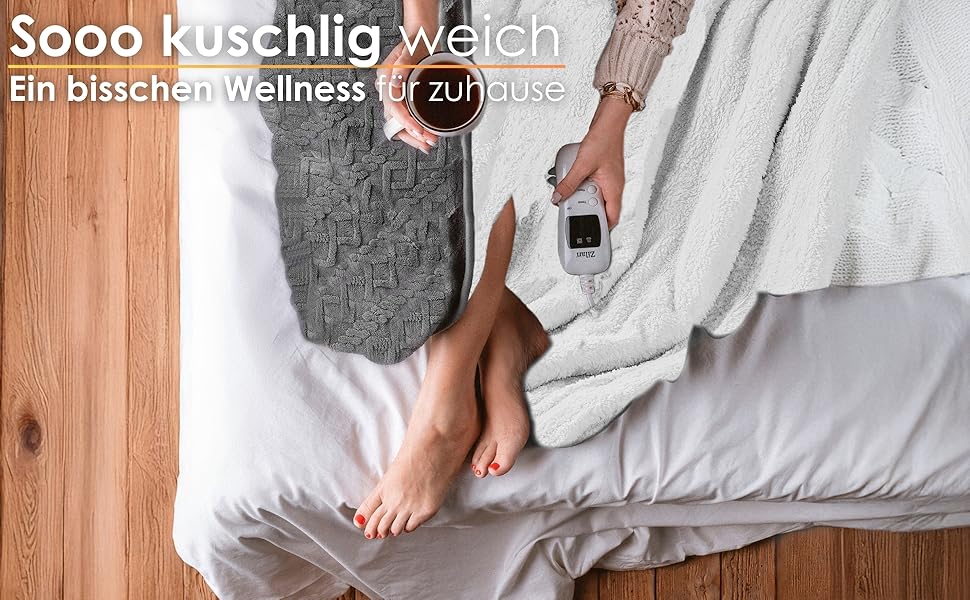 Електрична гріюча ковдра з автовимкненням 180x130 см, 9 температурних режимів, 40°C, пральна