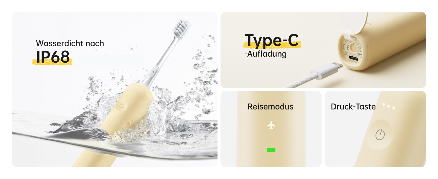 Електрична зубна щітка Laifen Wave Spezial з осциляцією та вібрацією, звукова, для дорослих, з додатком, 2 насадки (зелена), 1 шт. (упаковка) (жовта, 1 шт. (упаковка))